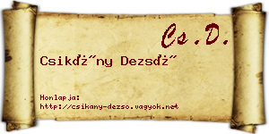 Csikány Dezső névjegykártya